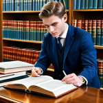 Auction Knowledge**

"A student studying auction materials, including 'Auction Law' and art appraisal books, fully clothed, in a well-lit library, safe for work, appropriate content, perfect anatomy, correct proportions, professional attire, academic environment, learning concept, study session, high quality."

**