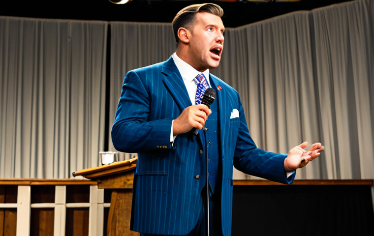 경매사와 부동산 경매사의 차이점 - **Art Auctioneer:** "A professional auctioneer on stage, passionately describing a vintage item, ful...