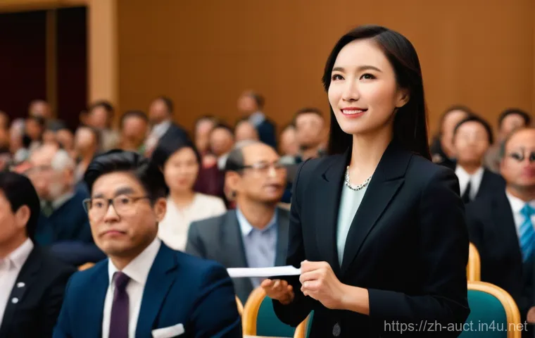 경매사 필기시험에서 가장 중요한 주제 - **Prompt 1: The Modern Auctioneer in Action**
    A highly detailed, realistic photograph of a chari...