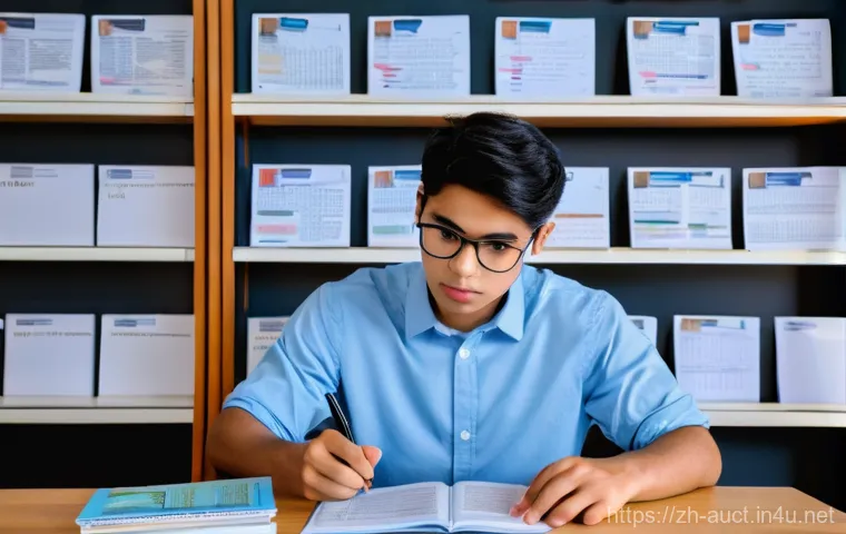 경매사 자격증 시험 과목별 학습법 - **Prompt:** A focused and determined young adult (diverse ethnicity, wearing a smart casual outfit l...