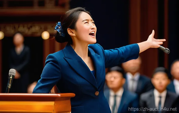 경매사 경력 개발 로드맵 작성법 - **Prompt: The Enthusiastic Auctioneer in Action**
    "A dynamic and charismatic female auctioneer, ...