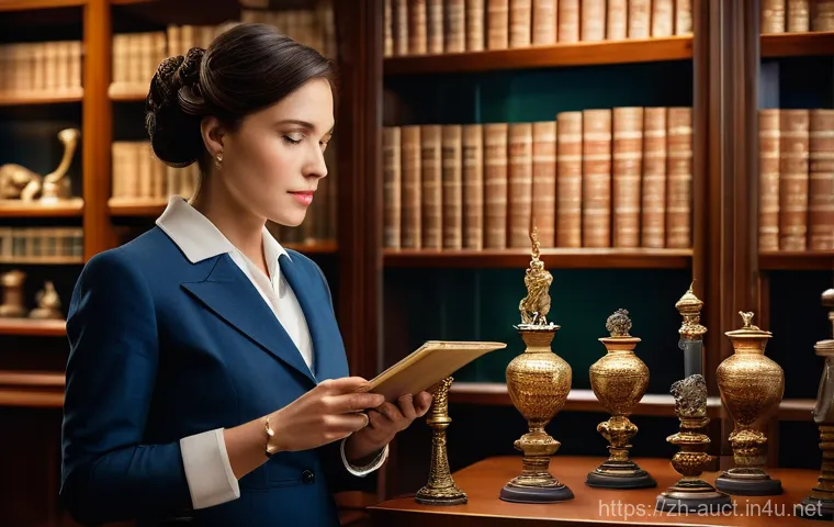 경매사 관련 세미나와 강의 정보 - **Prompt:** A focused and experienced female auctioneer, mid-30s, dressed in a sharp, elegant busine...