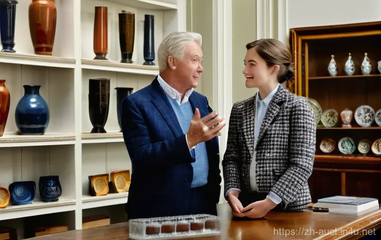 경매사 경력 개발을 위한 학습 자료 추천 - **Prompt:** A sophisticated female auctioneer in her late 30s, dressed in a sharp, tailored blazer o...