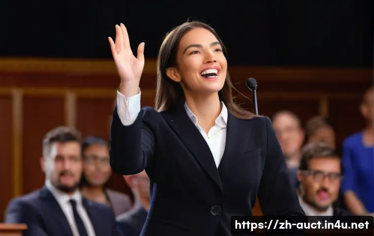 경매사 경력 초기에 필요한 기술과 지식 - **A Dynamic and Engaging Auctioneer:**
    "A photorealistic, high-resolution image of a charismatic...