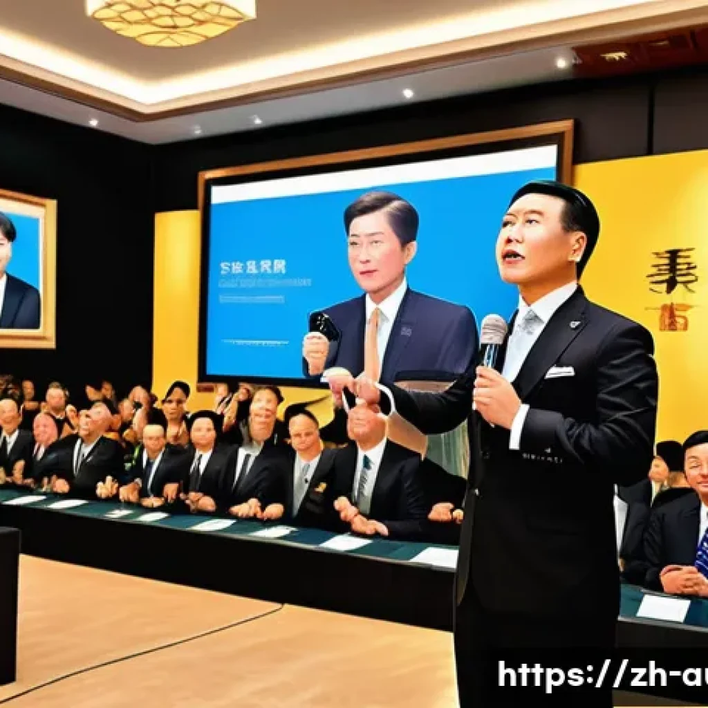 경매사 연봉 협상 팁 - A professional auctioneer standing confidently in a modern auction house with elegant art pieces and...