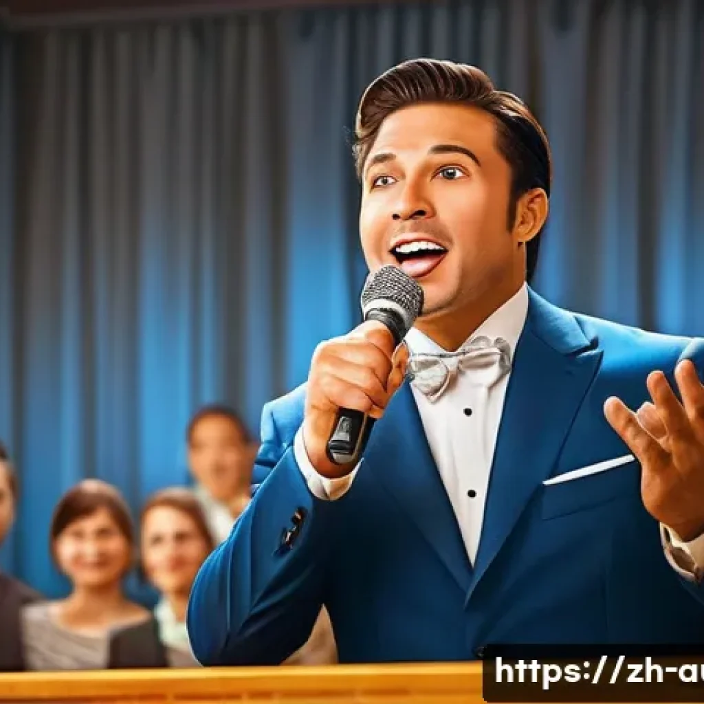 경매사와 감정평가사의 차이 - A professional auctioneer standing confidently on a bustling auction stage, wearing formal attire an...