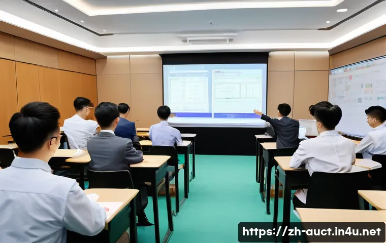 경매사 실기시험과 관련된 자주 묻는 질문 - A modern classroom scene focused on a professional auctioneer training session: a confident middle-a...