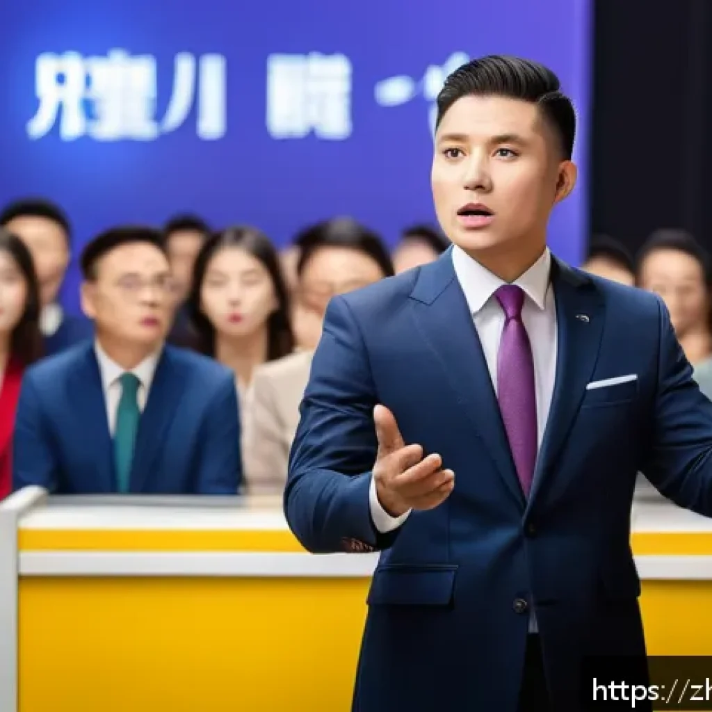 경매사 자격증 관련 면접 질문과 답변 - A professional auctioneer hosting a live auction in a modern auction house, wearing a stylish suit a...
