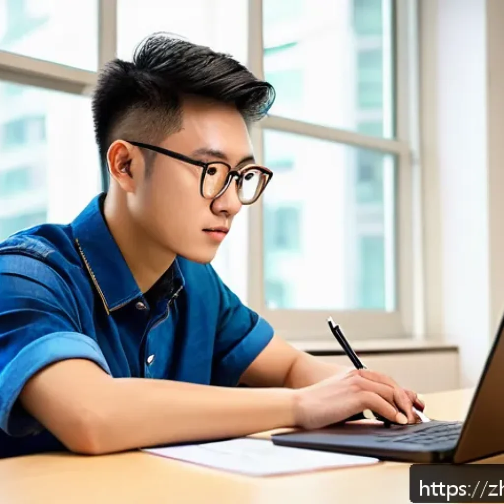 경매사 시험 중 발생할 수 있는 문제 해결법 - A focused young adult sitting at a modern exam desk in a bright, quiet room, wearing professional ca...