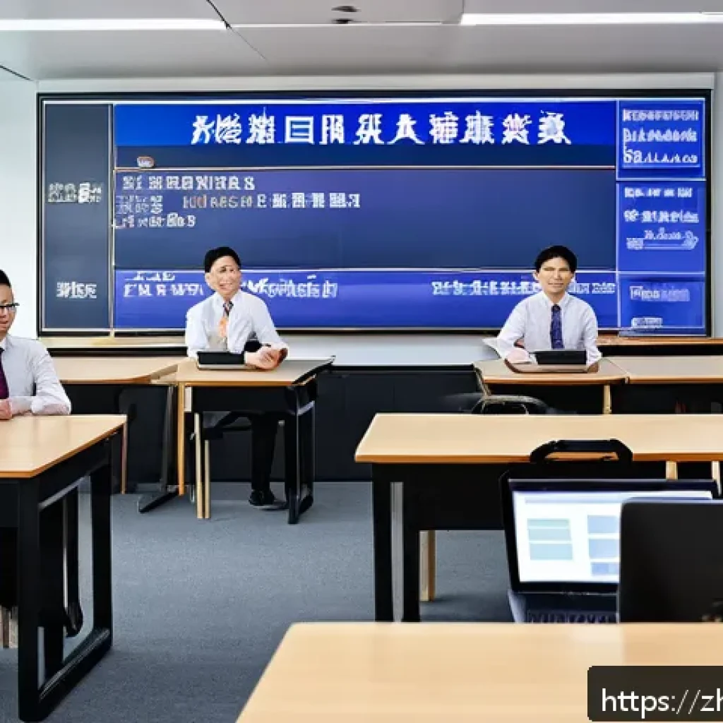 경매사 자격증 최신 트렌드 분석 - A modern auction classroom scene in China, featuring a diverse group of adult students attentively l...