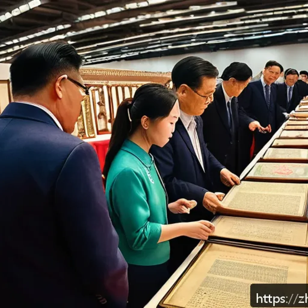 경매사 실무에서의 위험 관리 - A detailed scene of an auction hall filled with diverse participants attentively examining antique i...