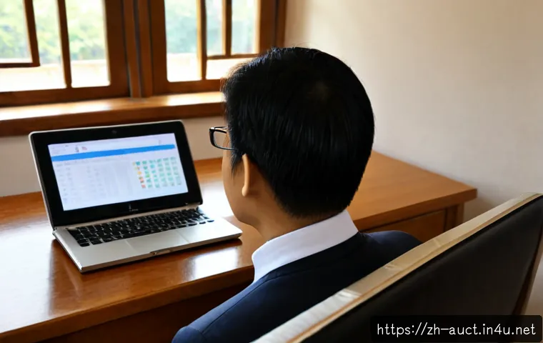 경매사 시험 준비를 위한 온라인 강의 추천 - Photorealistic home study scene for online auctioneer exam preparation, focused adult learner seated...
